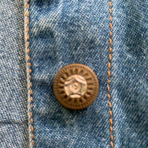 Vintage Beaded Denim Vest with Aztec Embroidered Trim - Picture 8 of 10